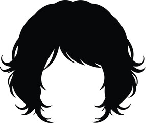 wig on silhouette vector icon