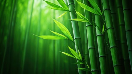 Fototapeta premium Lush green bamboo forest with vibrant leaves