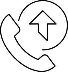 Phone call icon with upward arrow and circular arrow isolated on transparent background
