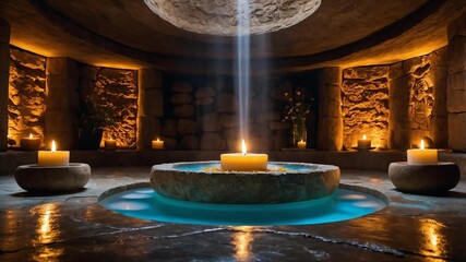 Sacred spiritual healing temple radiating cosmic aura surrounded by celestial light and divine energy offering peace meditation and connection to universal consciousness