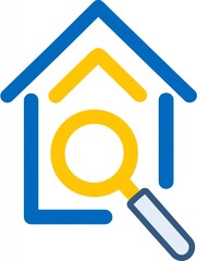 Obraz premium House with Magnifying Glass Icon, Representing Real Estate Search, for Real Estate Platforms, Home Finding, Renting and Buying Scenarios