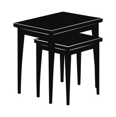 Modern black silhouette of nesting tables on a clean white background