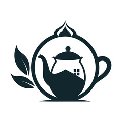  Tea house logo vector illustration.