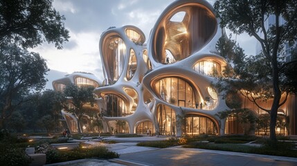 Innovative organic architecture merges nature with futuristic city design
