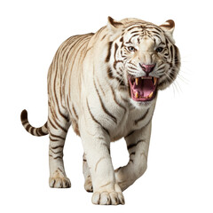 Angry white tiger On Transparent Background PNG Generative AI