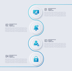 Modern vertical infographic design template with neumorphism style. Four steps process infographic layout, flow chart or instruction