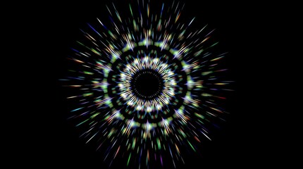 Obraz premium Circular Starburst Pattern with Vibrant Colorful Light Trails