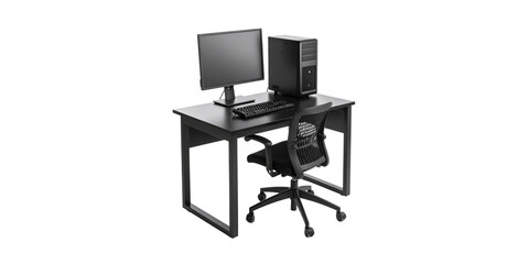 Modern black office chair on white background for an empty computer workstation