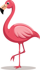 Obraz premium Vector illustration of two cute pink flamingos, a cartoon bird design with a tropical feel