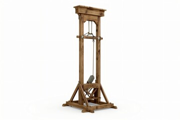 Naklejka premium Wooden guillotine isolated, historical execution device, white background, 3D render, history lesson