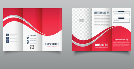 Corporate Trifold Brochure Template Vector Design. Professional vector template of a trifold business brochure. Vector
