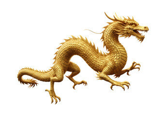 Golden Dragon on Transparent Background