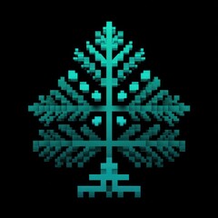 Obraz premium Pixelated teal Christmas tree