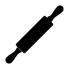 A simple black silhouette illustration of a traditional kitchen rolling pin