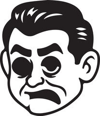 Vintage Cartoon Character Faces Collection – Retro Comic Style Expressions from 1920s–60s in Black and White Vector