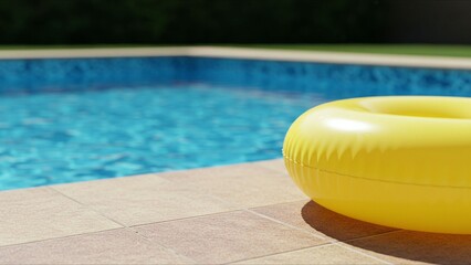 Yellow Inflatable Ring by Poolside