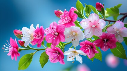 A vibrant display of pink and white flowers blooming beautifully