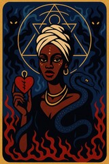 Tarot-Style Image of African Witch