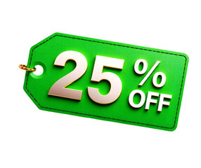 Eye-Catching Transparent Background 25% Off Text and Green Tag, a Bold and Modern Design Element for Digital Marketing Campaigns.