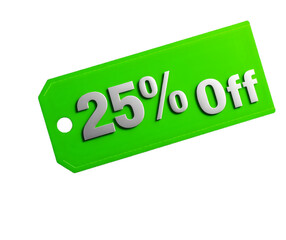 Dynamic 25% Off Text in a Clean Font, Accented by a Bright Green Tag for Maximum Visibility in Your Marketing and Advertising.