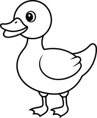 Cute Baby Duckling Line Art