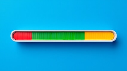 Progress bar with red green and yellow segments on a blue background