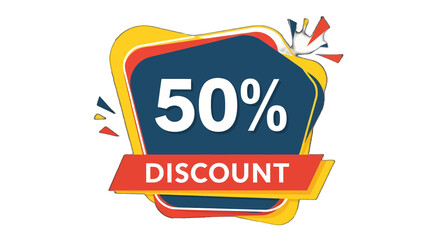 adobe illustrator artwork with transparent background set of vibrant discount labels featuring a bold 50% off promotion with dynamic geometric shapes. Ideal for eye-catching sale advertisements