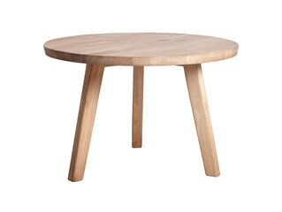 Round light-colored wood coffee table with simple, straight legs