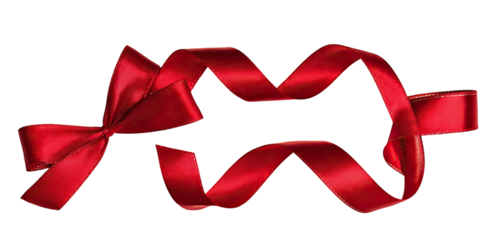 Red ribbon bow, intricate design