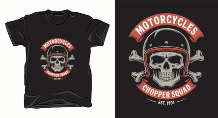 Skull motorbike graphic vector art t-shirt design print
