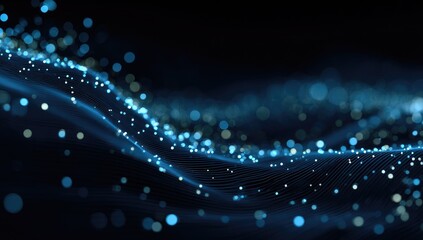 Abstract digital wave of glowing particles
