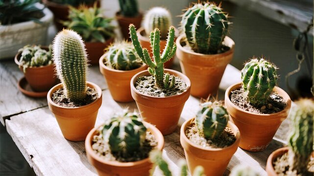 Bring a touch of desert charm to your designs with these potted cacti, perfect for adding a natural, earthy vibe to any project or showcasing sustainable, eco-friendly decor