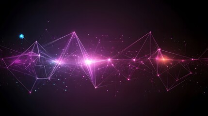 Abstract Pink Purple Glowing Network Connection Lines Dots