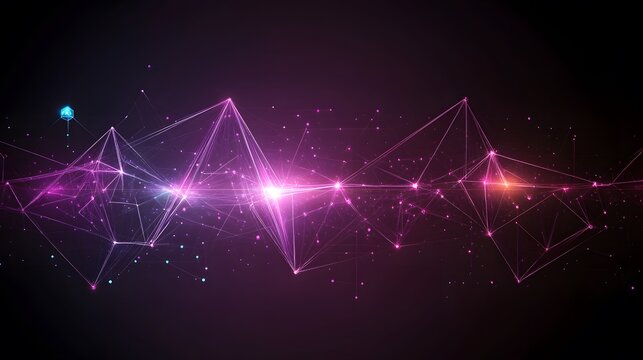 Abstract Pink Purple Glowing Network Connection Lines Dots