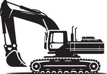 Excavator Heavy Construction Machine Vector Silhouette