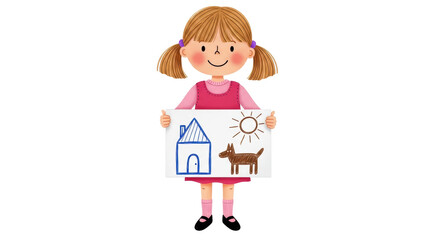 Isolated Girl Drawing