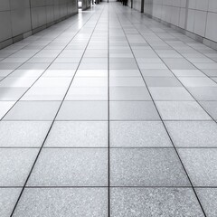 Fototapeta premium A picturesque long walkway adorned with a variety of colorful tiles, leading through a lush garden, surrounded by vibrant flowers and greenery.