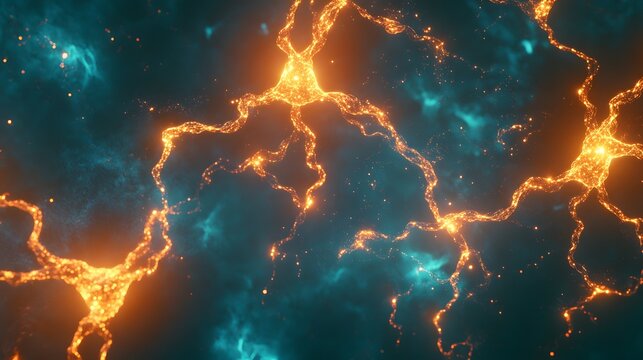 Abstract Neural Network Glowing Connections Energy