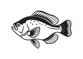 Bass Fish Silhouette Vector.