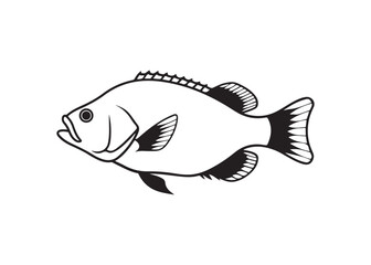 Bass Fish Silhouette Vector.