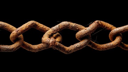 Obraz premium Close-up of a rusty chain against black background