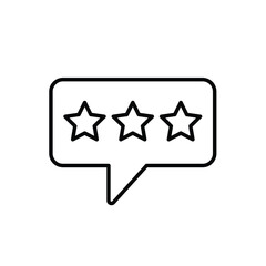 Rating icon. E-commerce. Three stars inside a message symbol. market, sale, buy. outline design style.