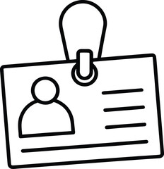 Obraz premium Simple outline drawing of an identification card with lanyard isolated on transparent background