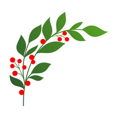 leafy branches with red berries