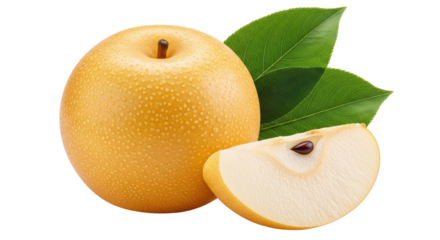 Isolated Asian Pear with Slice
