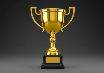 Golden champion trophy on a dark background