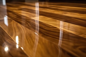 Polished wooden flooring with a glossy finish.