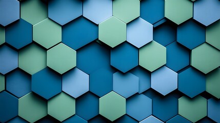 Naklejka premium Abstract Hexagon Pattern Blue Green Geometric Background
