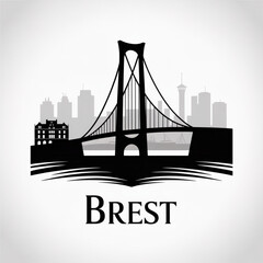 Brest Skyline Silhouette - Historic Maritime City in France Vector Illustration