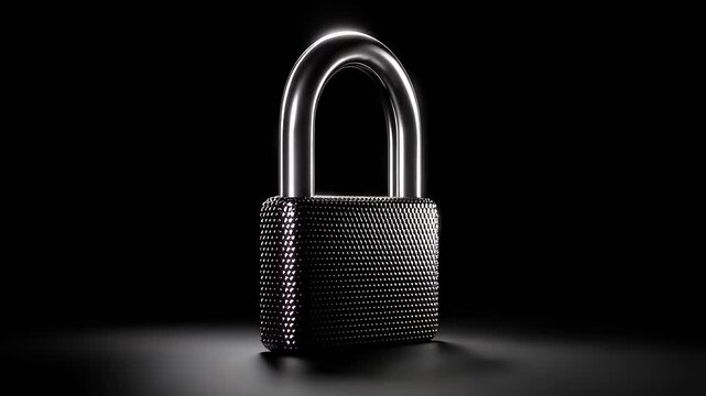 Metal Padlock Stands Still in Dark Light Security